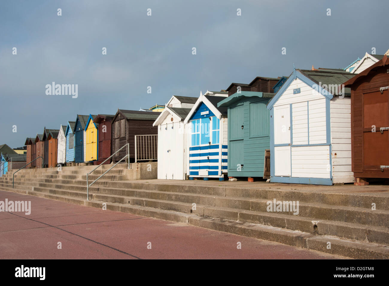 Strandhütten an Walton auf ganz blöd, Essex, UK Stockfoto