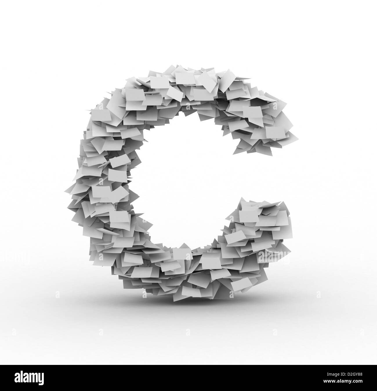 Alphabet aus Papierbögen in Stapel markiert Stockfoto