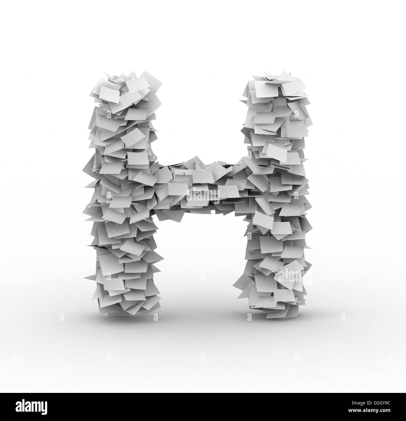 Alphabet aus Papierbögen in Stapel markiert Stockfoto