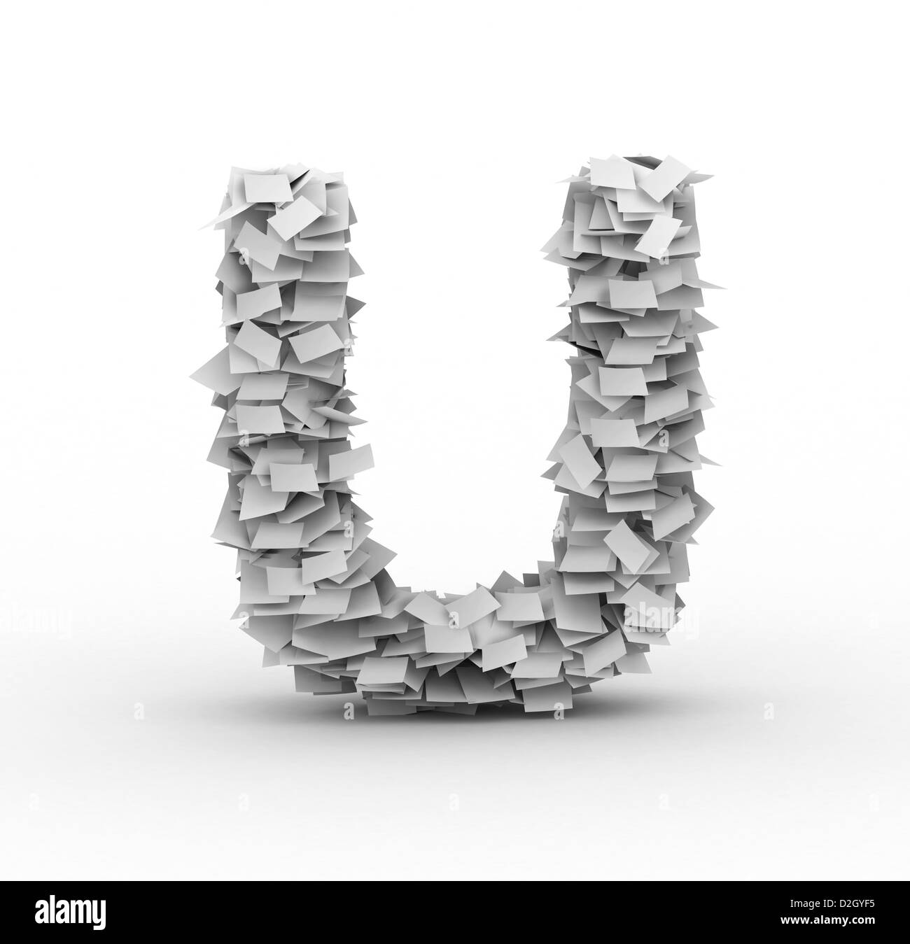 Alphabet aus Papierbögen in Stapel markiert Stockfoto