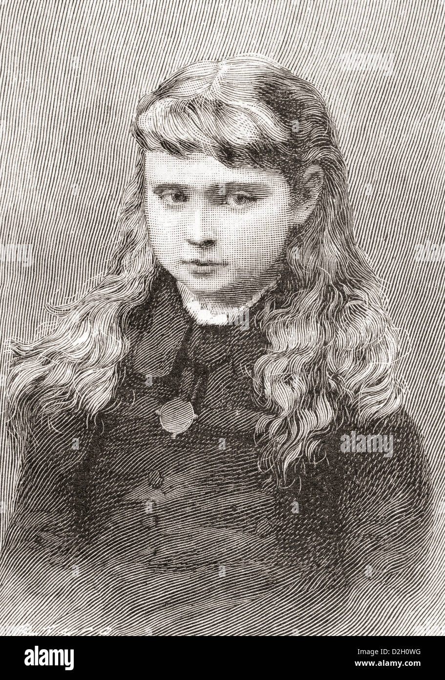Alix von Hessen und Rhein später Alexandra Feodorovna, 1872-1918. Sehen Sie hier im Alter von 9. Stockfoto