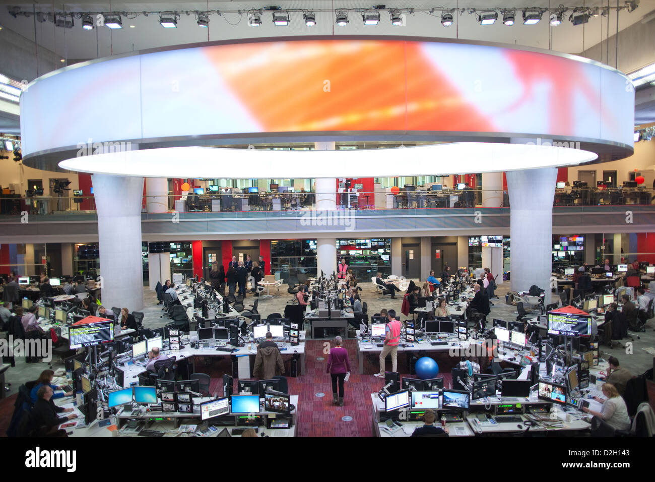Hightech-Hub von BBC Global News Redaktion, British Broadcasting House, Portland Place, London, Vereinigtes Königreich Stockfoto