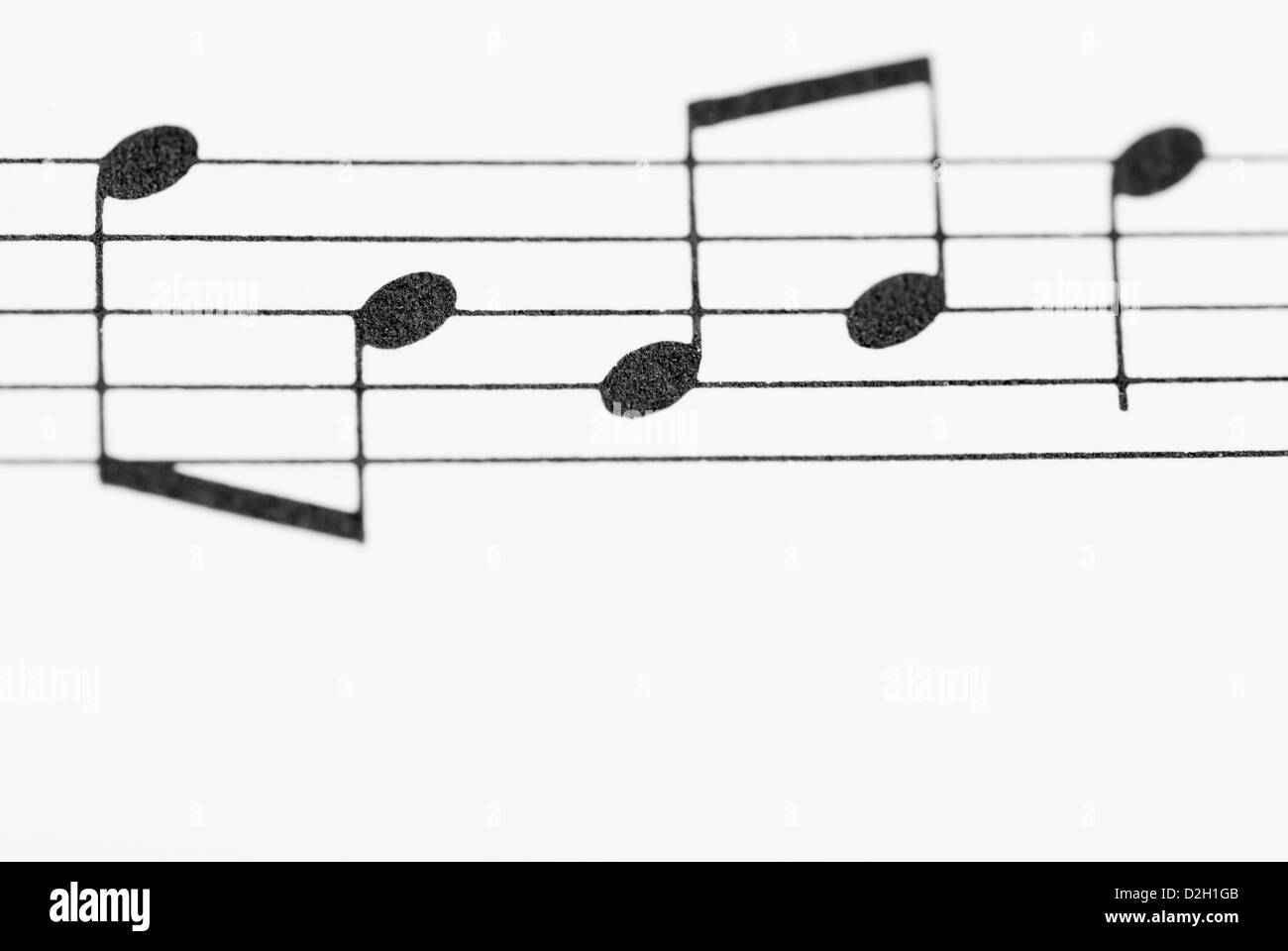 Makrofoto der Noten. Stockfoto