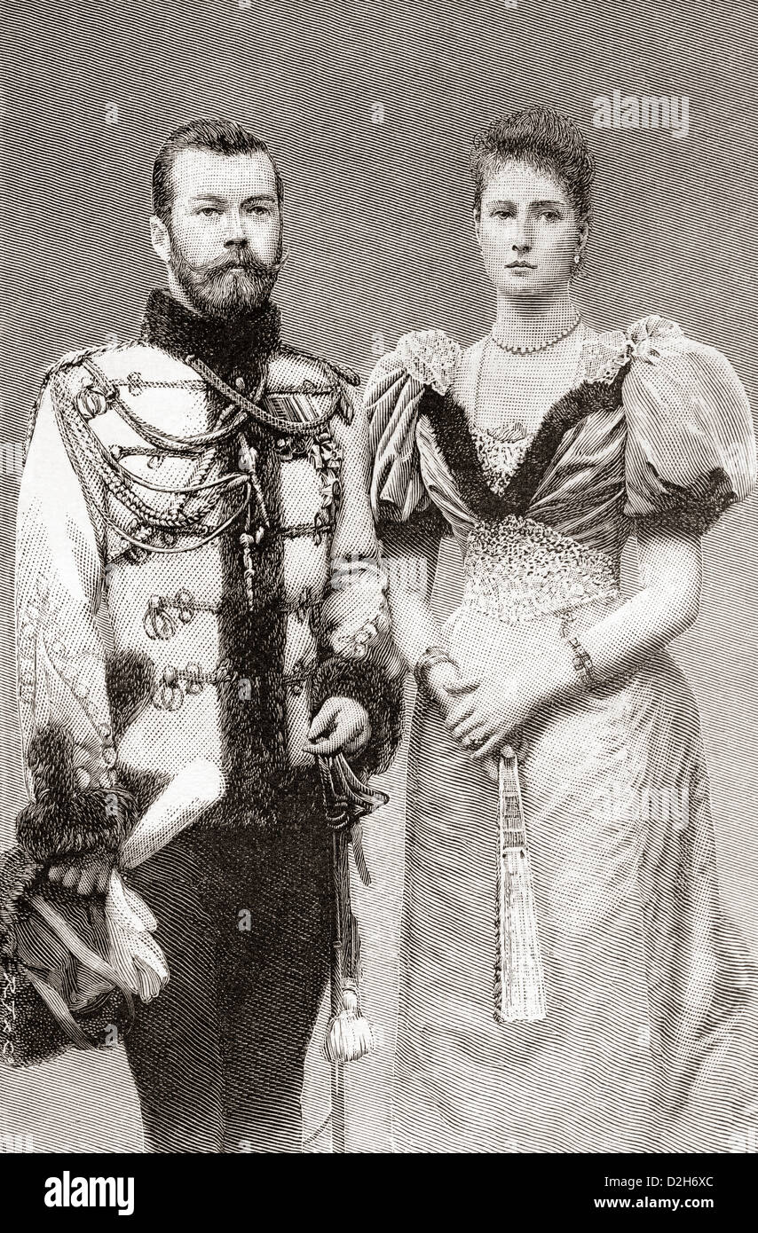 Nikolaus II., 1868 – 1918. Letzter Kaiser von Russland mit seiner Frau Alexandra Feodorovna, 1872-1918. Stockfoto