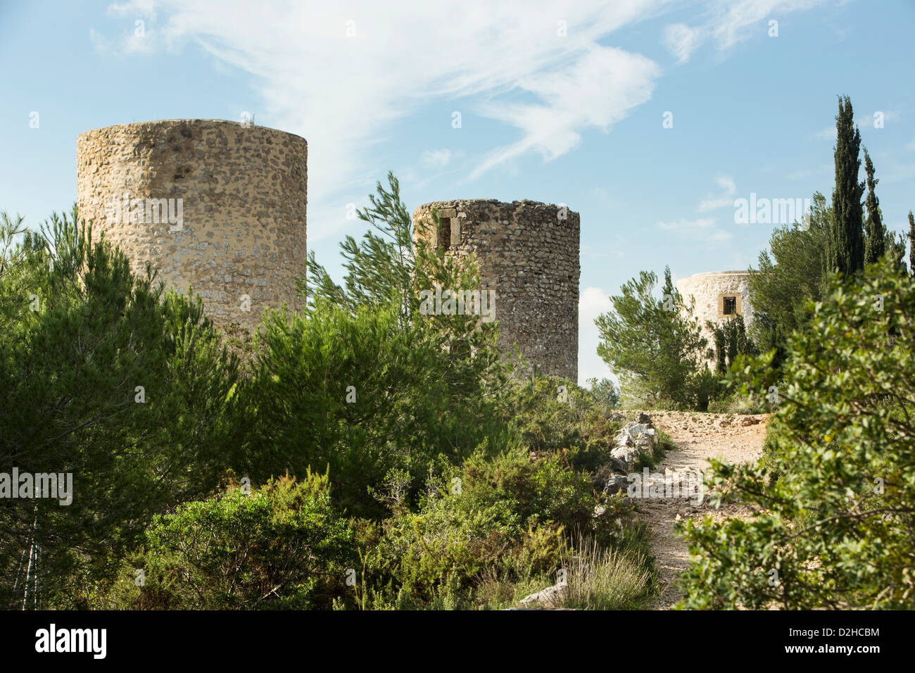 Molins de la Plana alte Windmühlen Javea Xabia Alicante Spanien Stockfoto