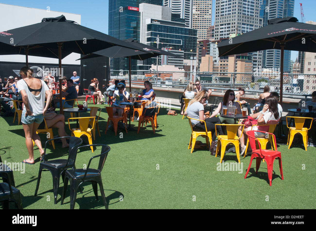 Bar auf dem Dach, Curtin House, Swanston Street, Melbourne, Australien Stockfoto