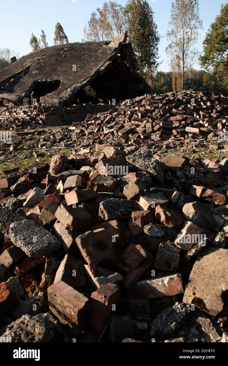 Ruinen der Krematorien und Gaskammern, KZ Auschwitz, Polen Stockfoto