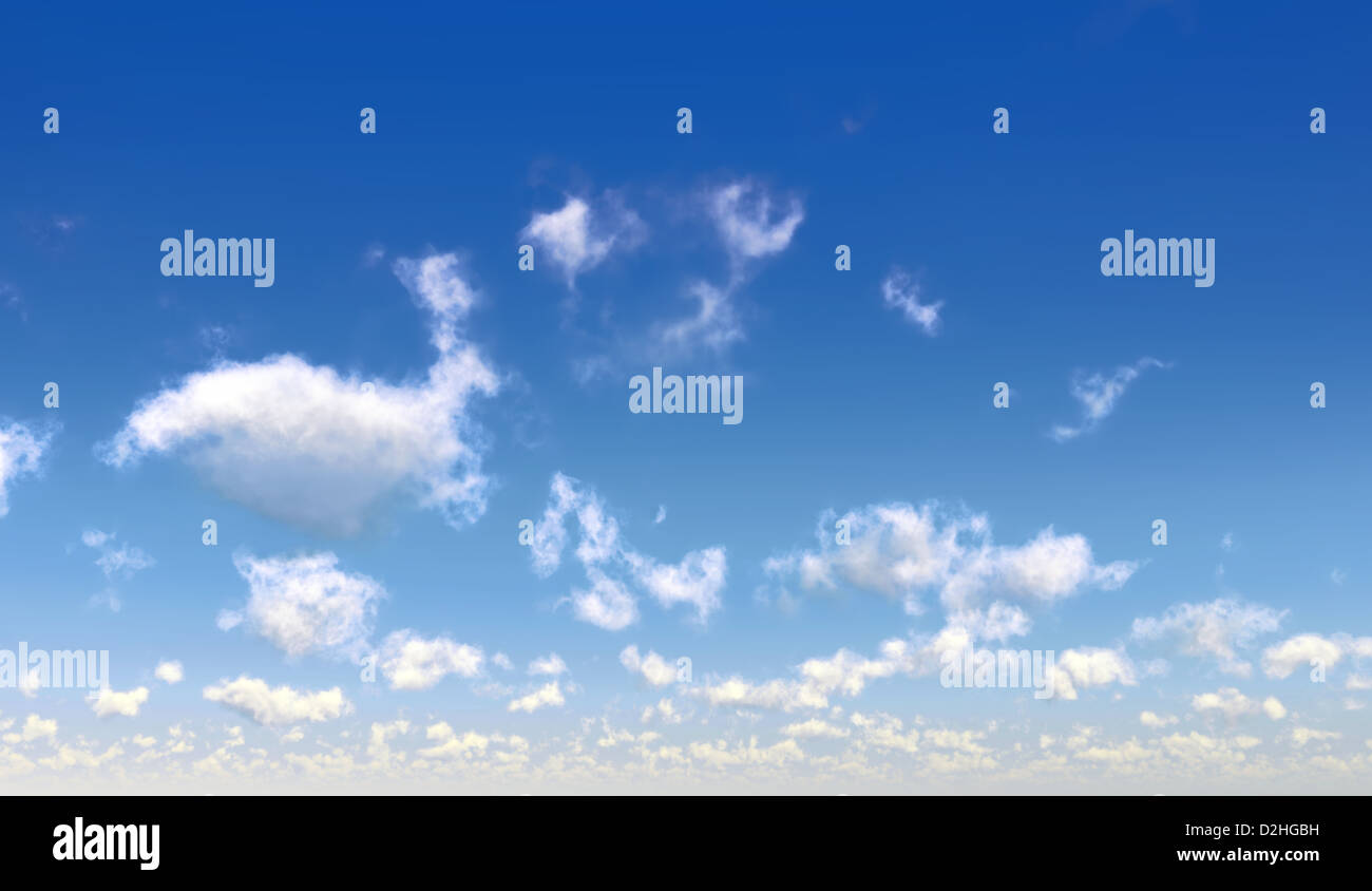 Blauer Himmel mit flauschige weiße Wolken. Computer generierte Bild. Stockfoto
