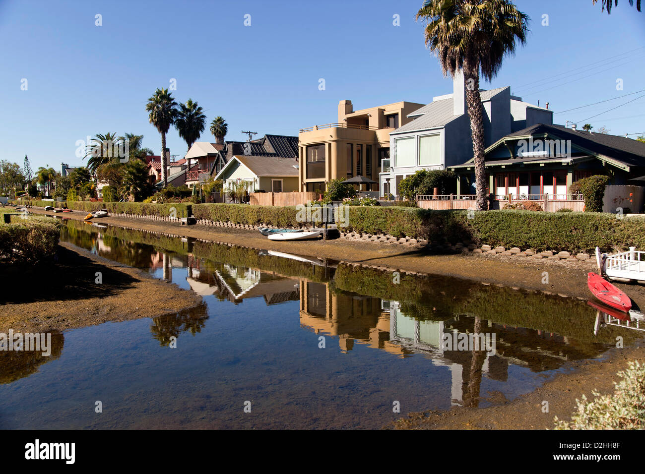 Kanal und Häuser in Venice, Los Angeles, California, Vereinigte Staaten von Amerika, USA Stockfoto