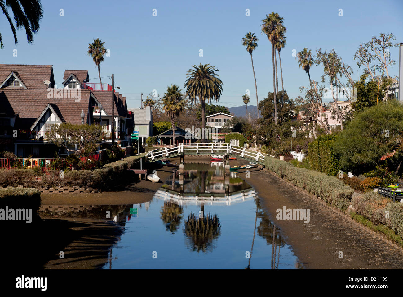 Kanal und Häuser in Venice, Los Angeles, California, Vereinigte Staaten von Amerika, USA Stockfoto