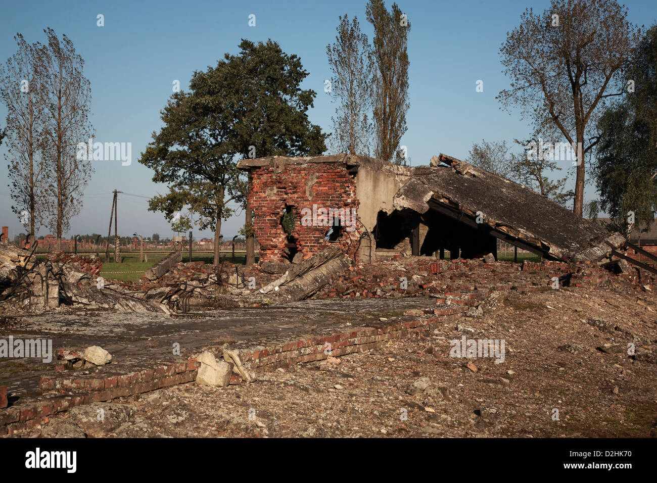 Zerstörung der Gaskammern und Krematorien, KZ Auschwitz, Polen Stockfoto