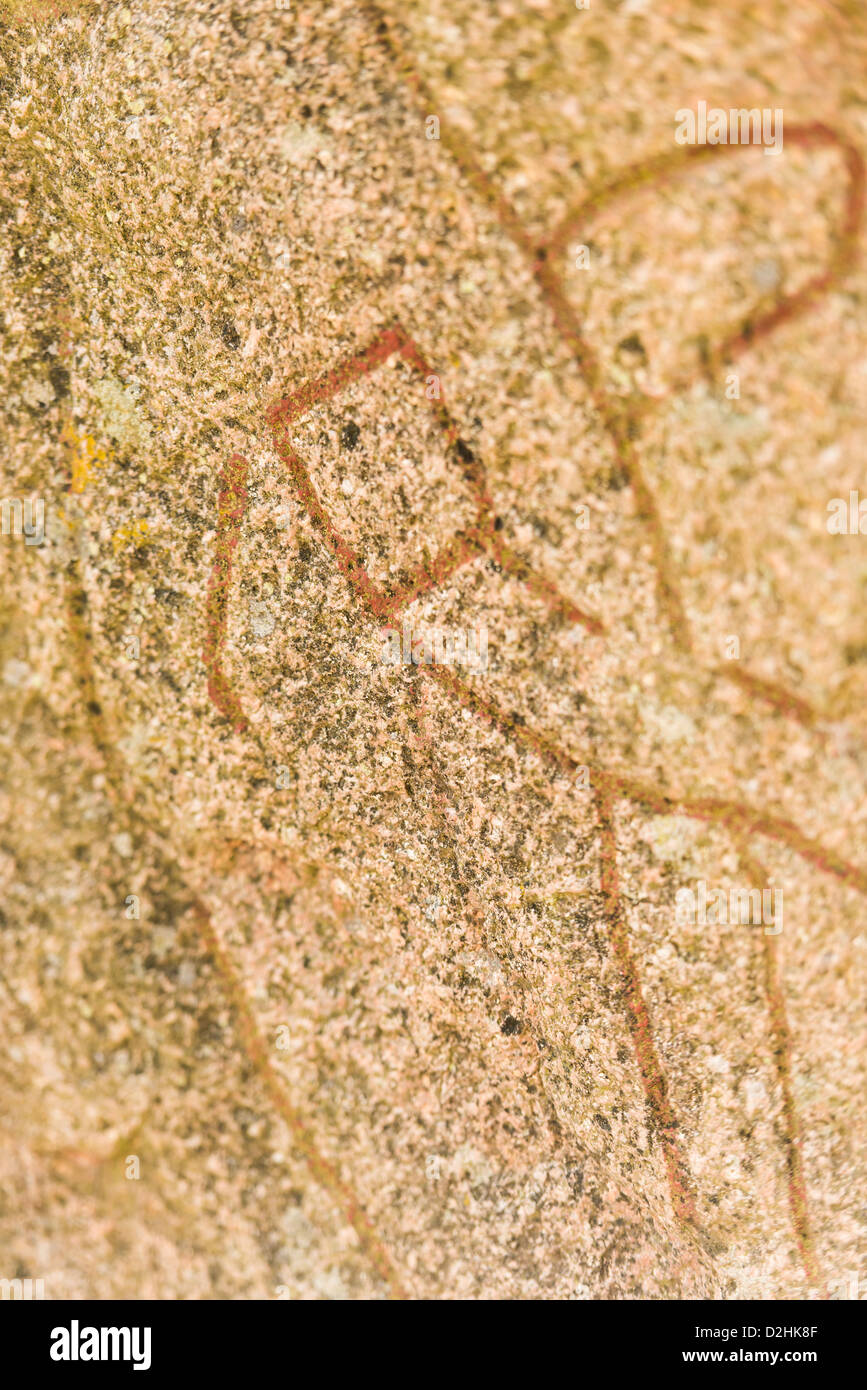 Alte historische nordischen Runen eingraviert in Stein, Schweden Stockfoto