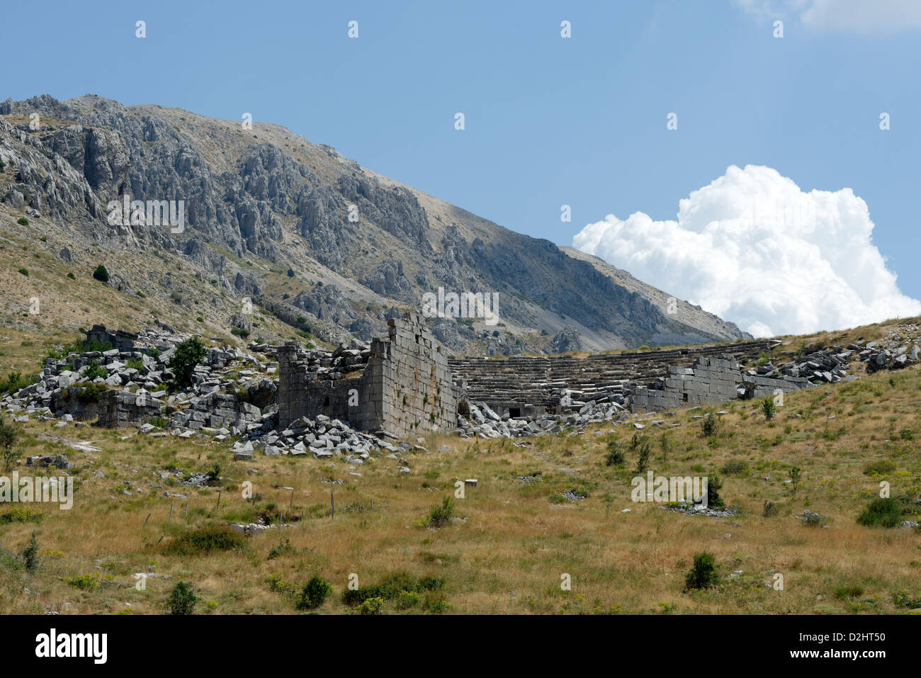 Sagalassos Türkei. Die Höhenlage und herrlich gelegenen hellenistischen Stil römisches Theater das 9000 Zuschauer sitzen. Stockfoto