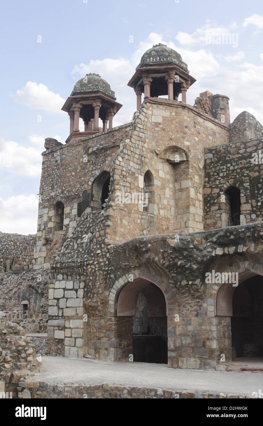 Teilansicht des Humayun Tor (südliche Stadtmauer) von innen, Purana Qila Komplex, Delhi, Indien Stockfoto
