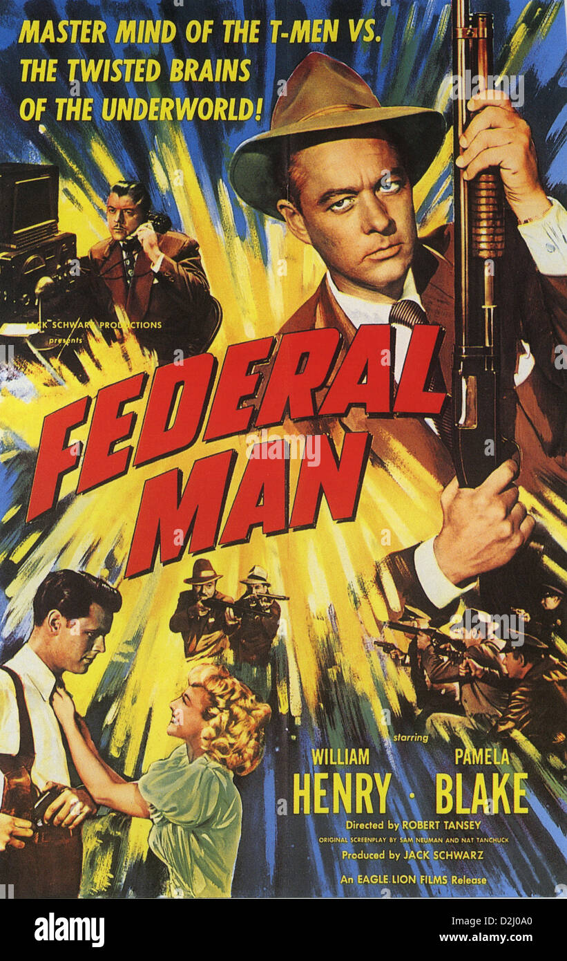 FEDERAL Mann Plakat für 1950 film Eagle Lion mit William Henry und Pamela Blake Stockfoto