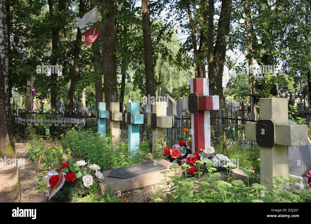 Sopockin, Belarus, Gräber von polnischen Soldaten Stockfoto