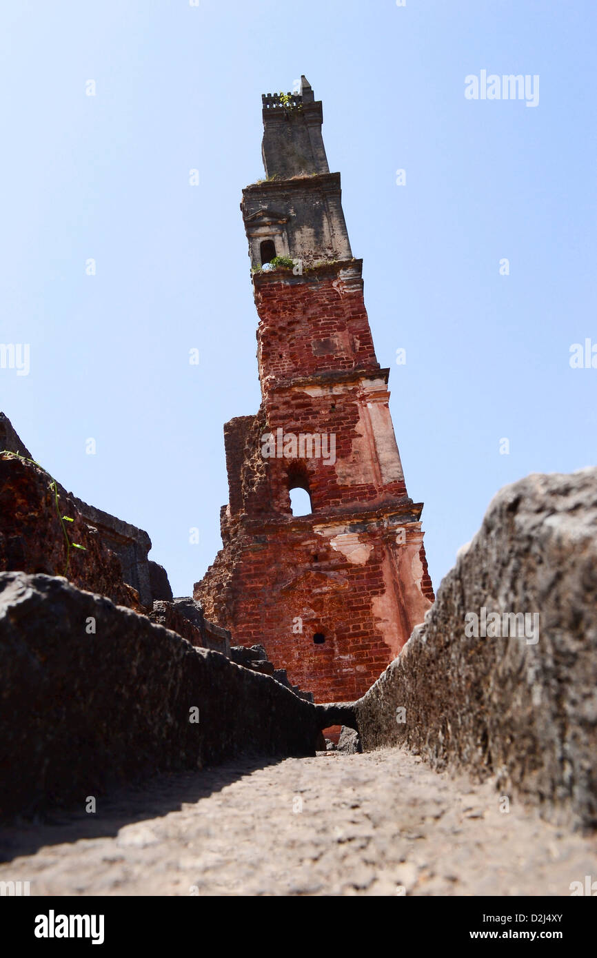 Turm von St. Augustine, Old Goa, Goa Indien. Stockfoto