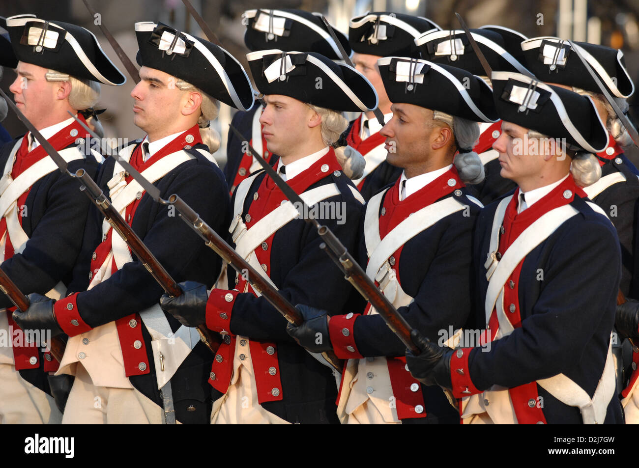 3. uns Infanterie Regiment der alten Garde, März Pennsylvania Avenue während der ersten Obama presidential inaugural-Parade in Washington, DC 20. Januar 2009. Stockfoto