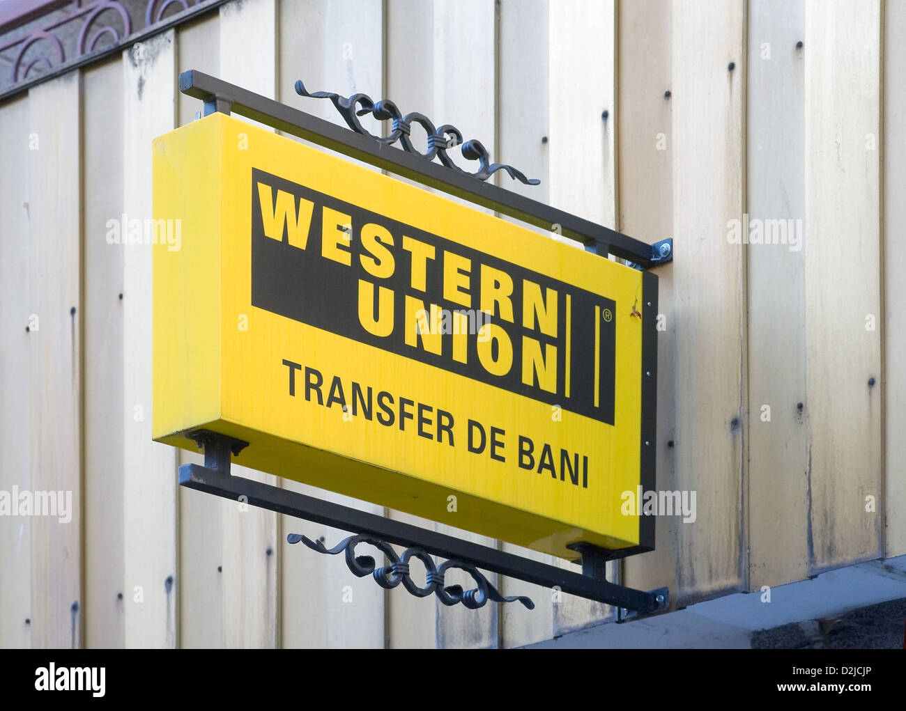 Oradea, Rumänien, die Western Union Bank-logo Stockfoto