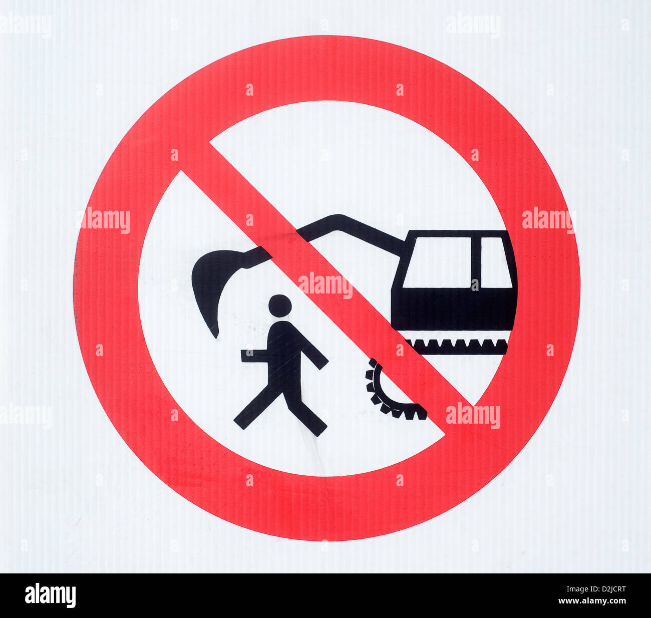 Genua, Italien, verbotene Verbotszeichen in der Nähe von Baufahrzeugen ausgeführt Stockfoto