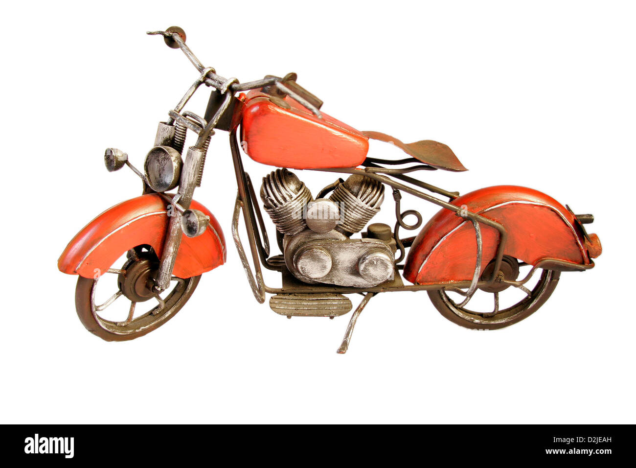 Alte retro Spielzeug Motorrad isoliert auf weißem Hintergrund Stockfoto