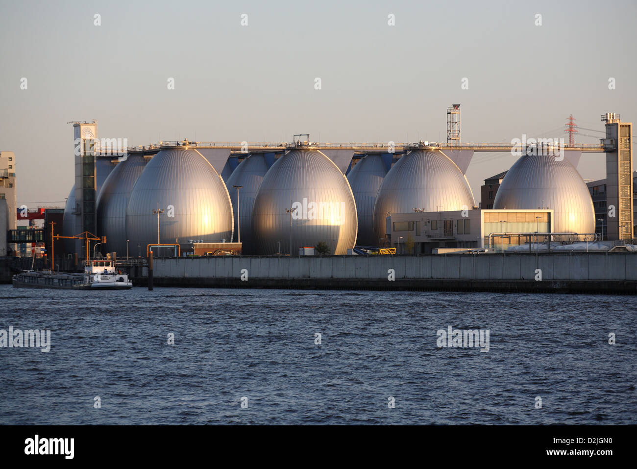 Hamburg, Deutschland, Ara Faultuerme Köhlbrandhöft Stockfoto