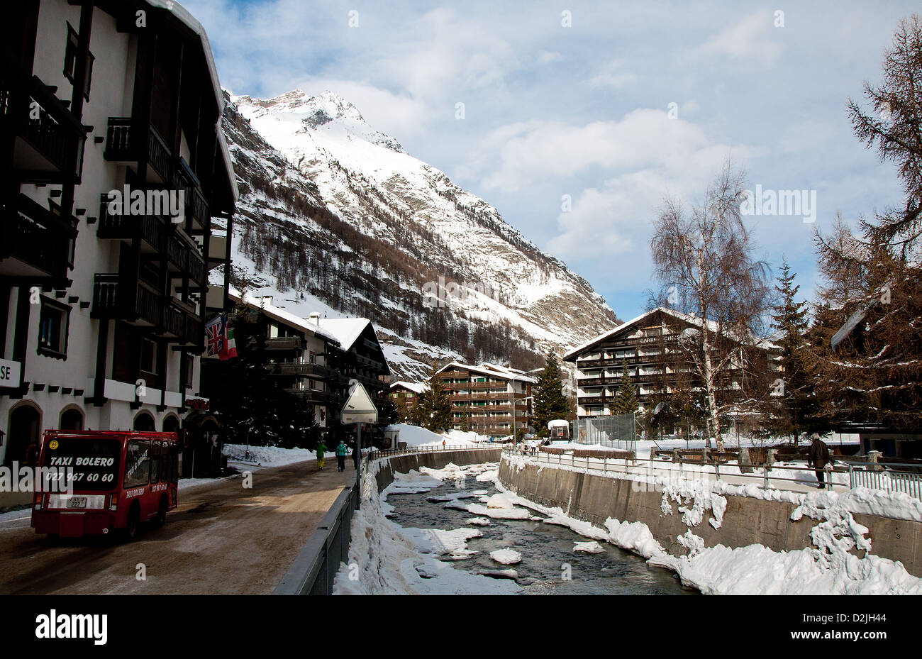 Zermatt ist eine Gemeinde im Bezirk Visp im deutschsprachigen Teil des Kantons Wallis in der Schweiz Stockfoto