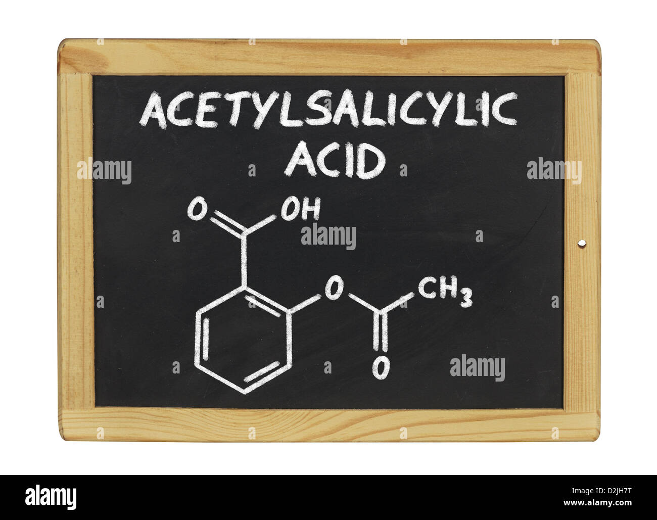 chemische Formel von Acetylsalicylsäure auf einer Tafel Stockfoto
