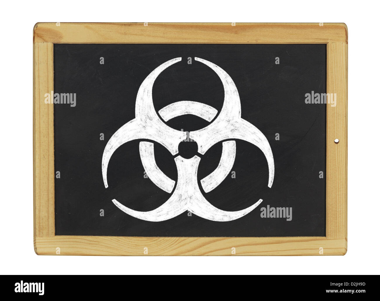 Biohazard-Symbol auf einer Tafel Stockfoto
