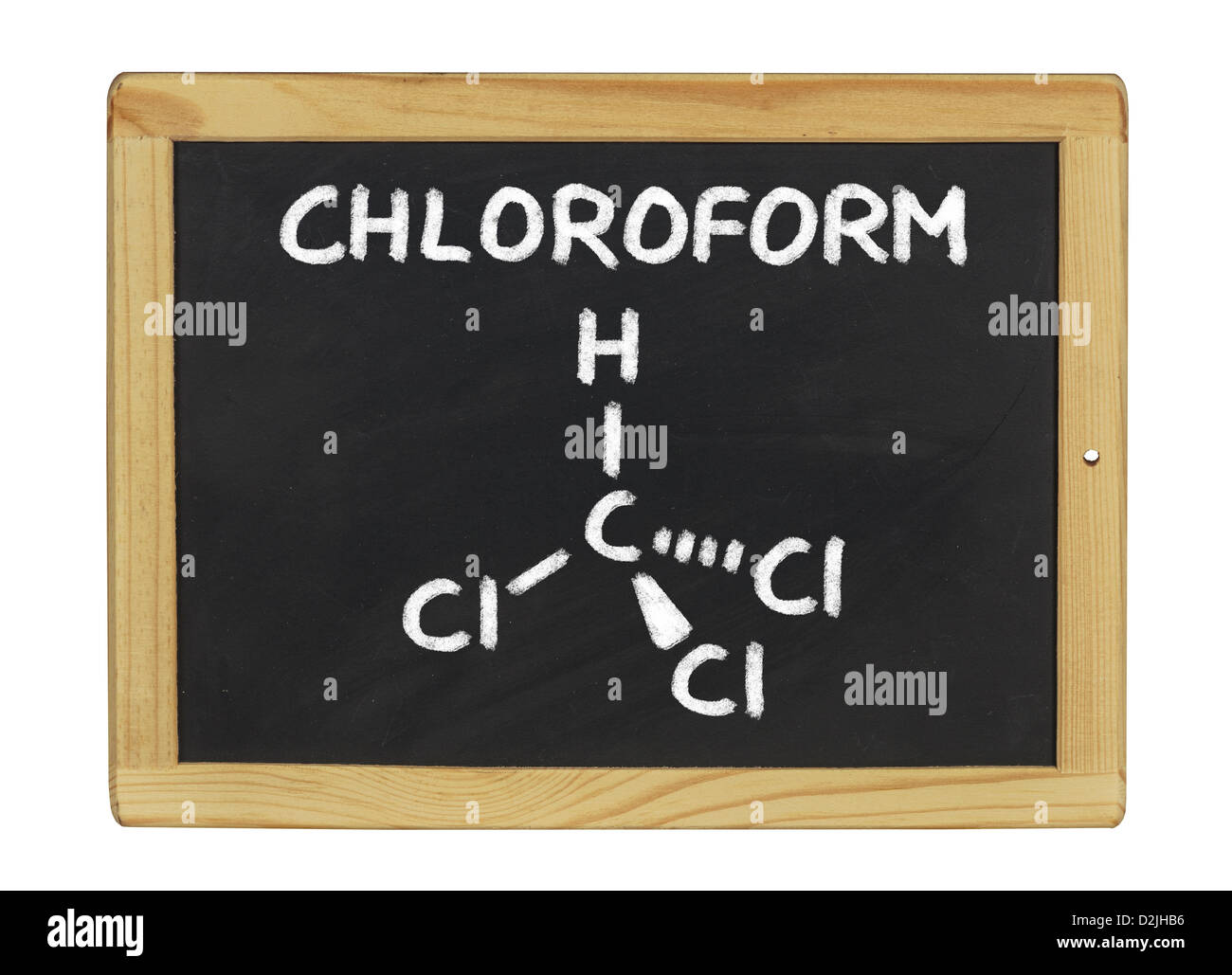 chemische Formel von Chloroform auf einer Tafel Stockfoto