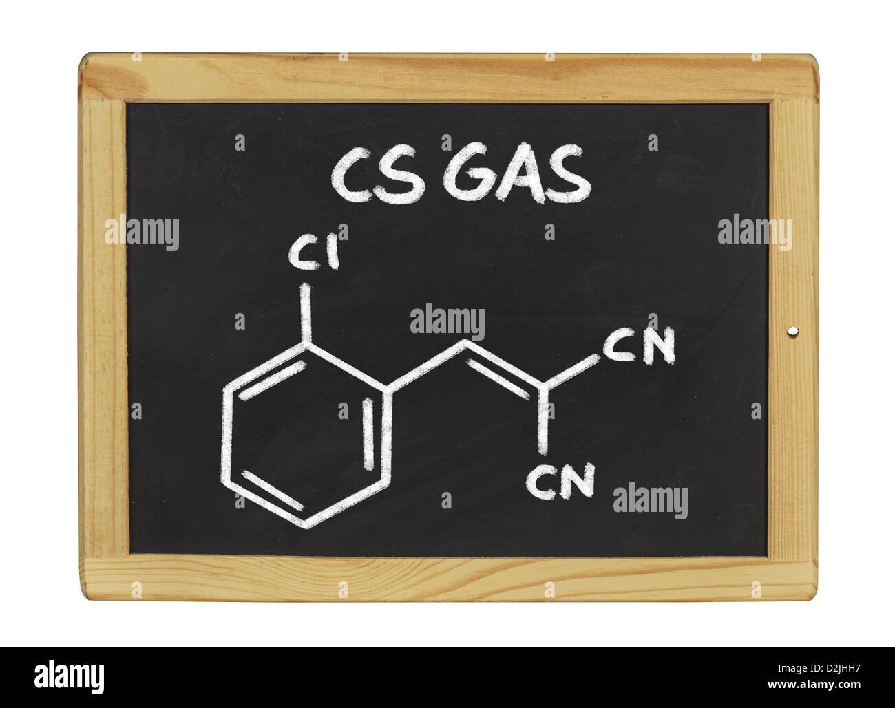 chemische Formel von Cs-Gas auf einer Tafel Stockfoto