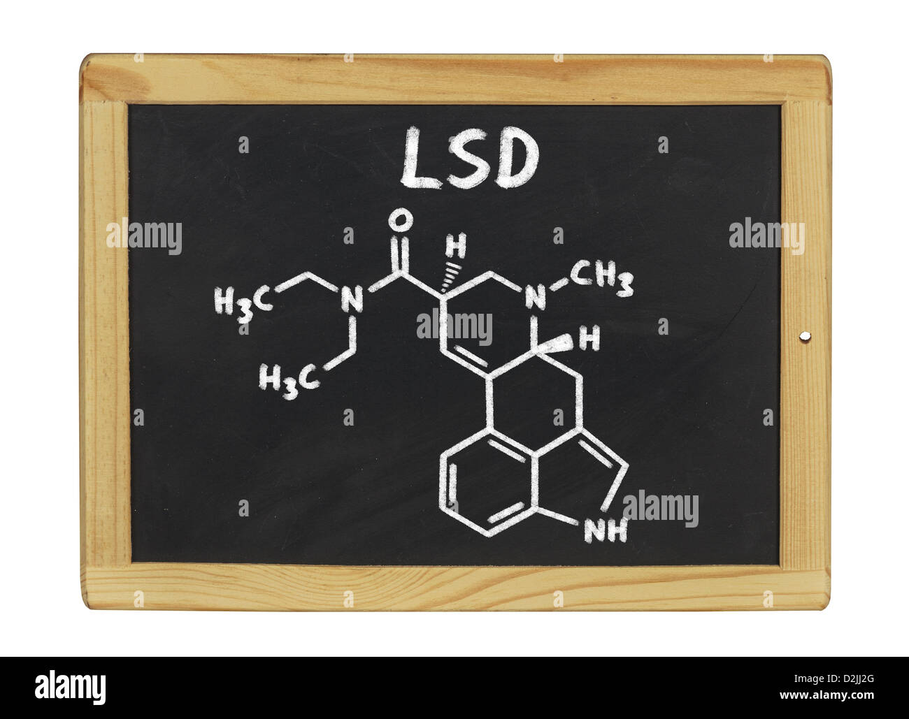 chemische Formel von Lsd auf einer Tafel Stockfoto