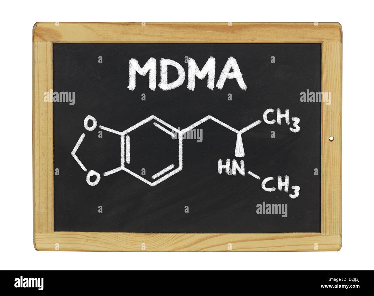 chemische Formel von MDMA auf einer Tafel Stockfoto