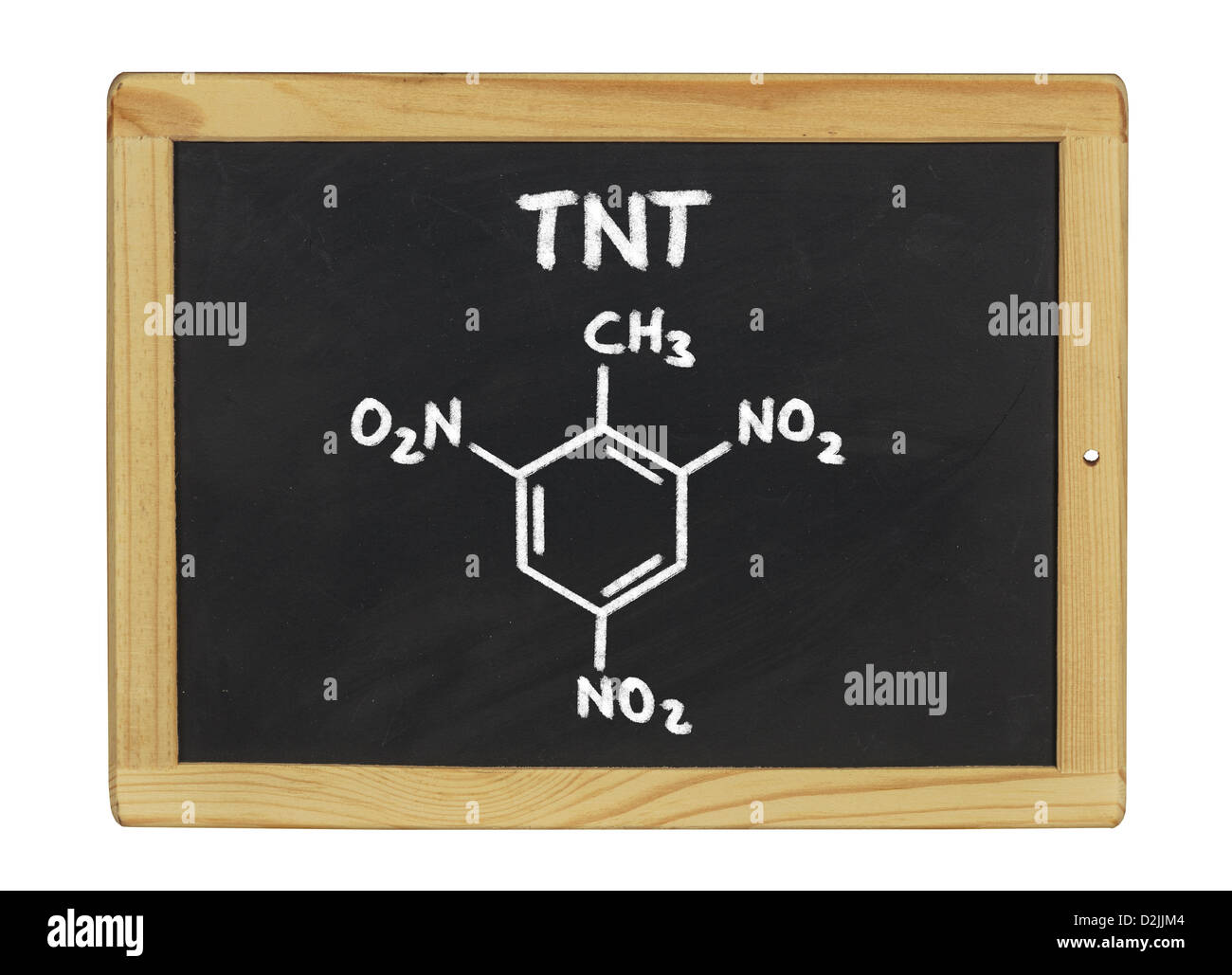 chemische Formel von TNT auf einer Tafel Stockfoto