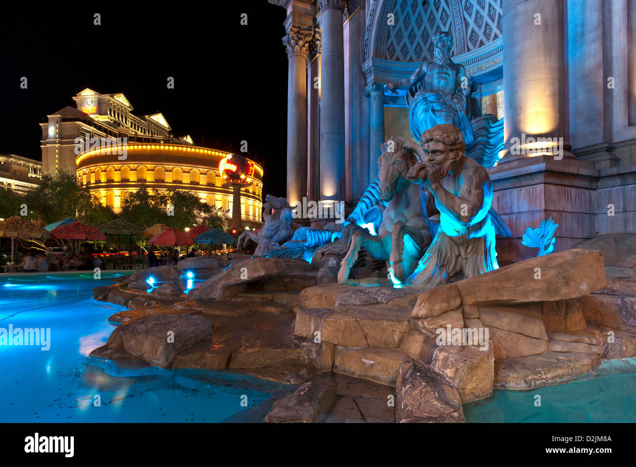 Die beleuchteten Brunnen in den Forum Shops Las Vegas Nevada USA Stockfoto