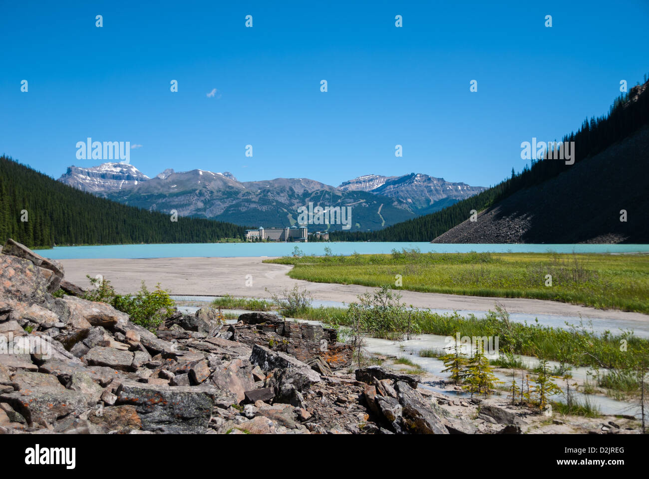 Lake Louise Area und Berge, AB, Canada Stockfoto