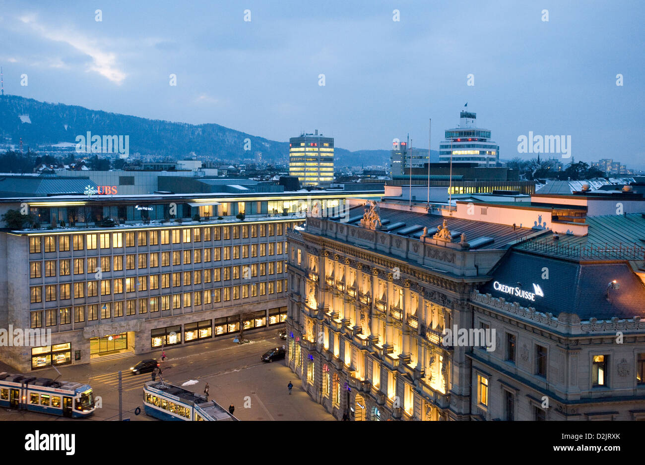 Zürich, Schweiz, UBS Bank und Credit Suisse Paradeplatz Stockfoto
