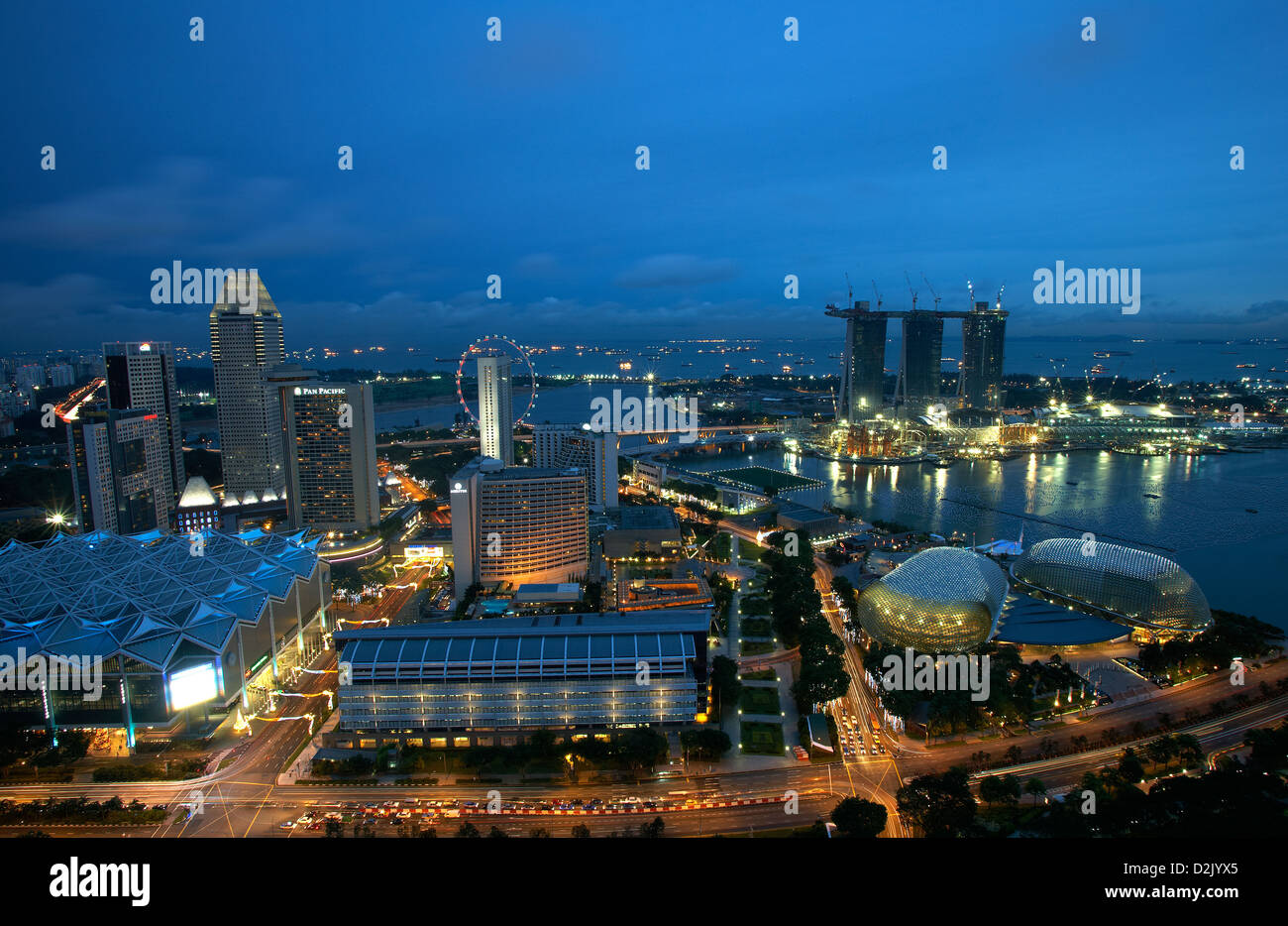 Singapur, Republik Singapur, Marina Bay Area in der Nacht Stockfoto