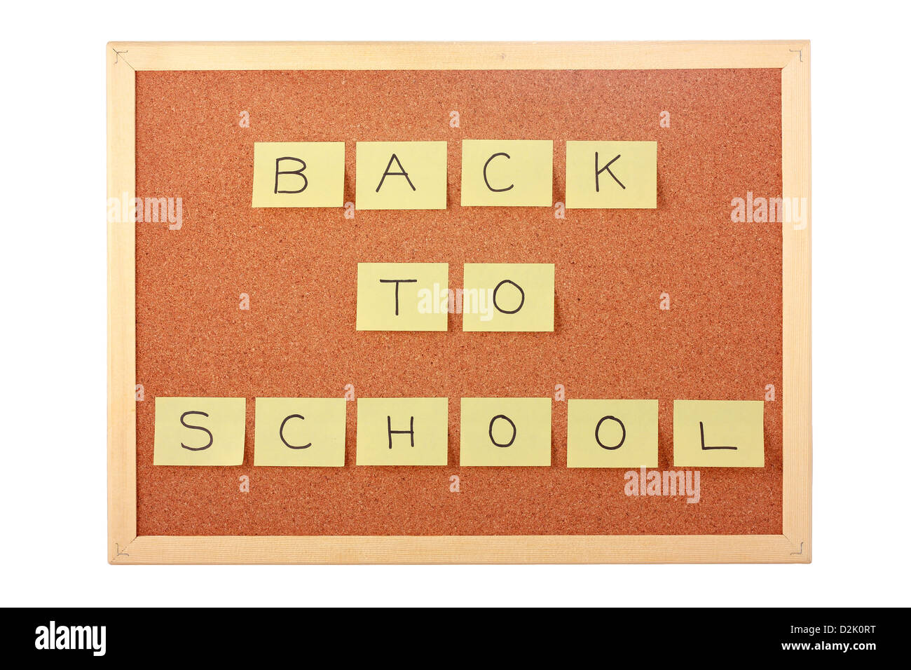 Pinnwand mit Back to School-Hinweis Stockfoto