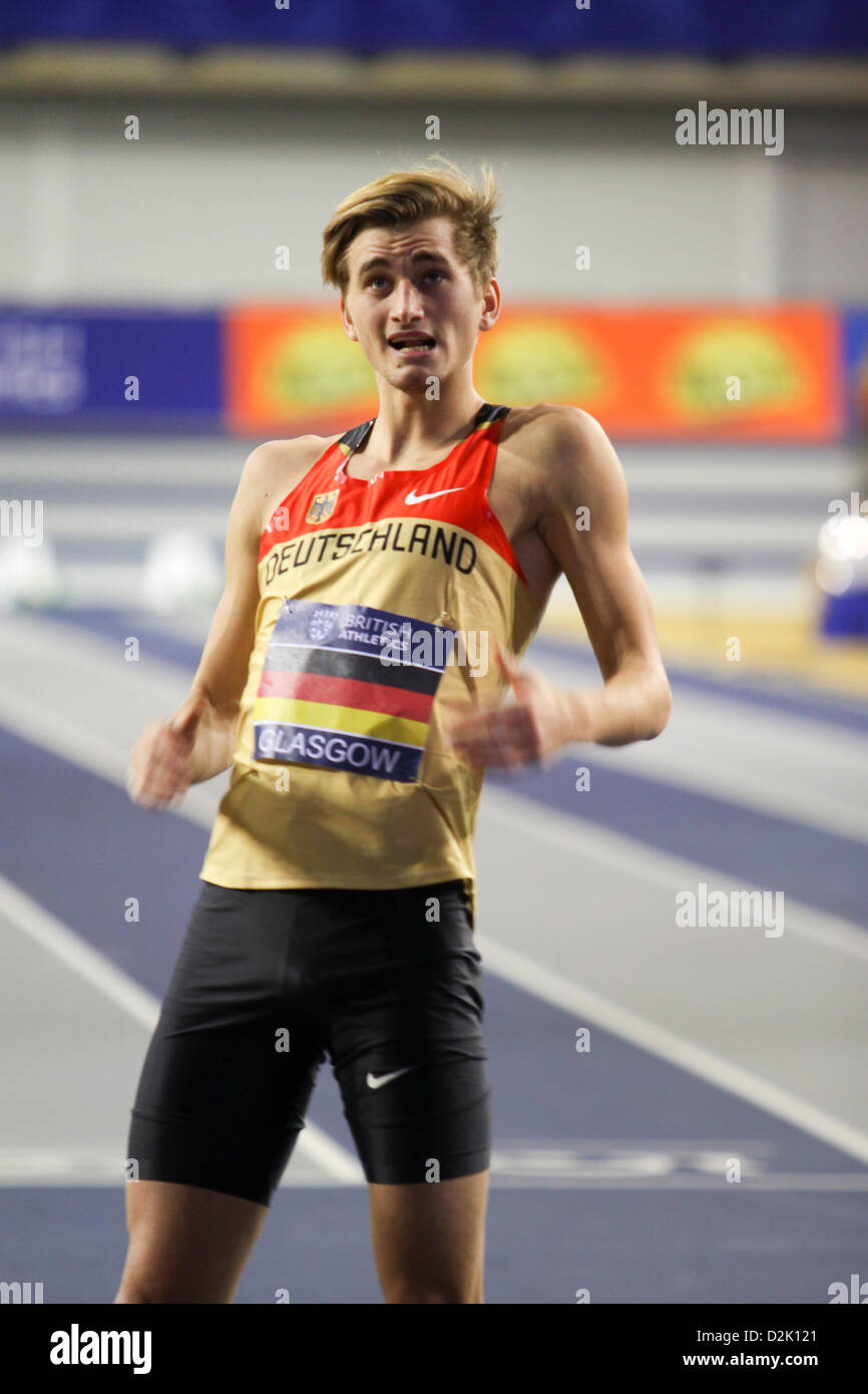 Glasgow, Vereinigtes Königreich. 26. Januar 2013. Florian Orth Deutschland 1500 m 2. Männer - in der britischen Leichtathletik Glasgow International Match Emirates Arena Stockfoto