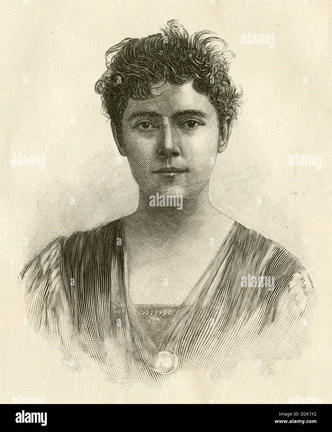 1890-Gravur, Elizabeth Bisland. Stockfoto