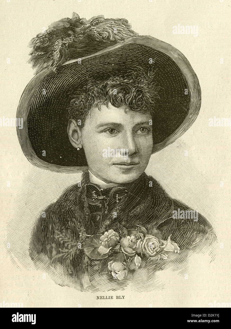 1890-Gravur, Nellie Bly. Stockfoto