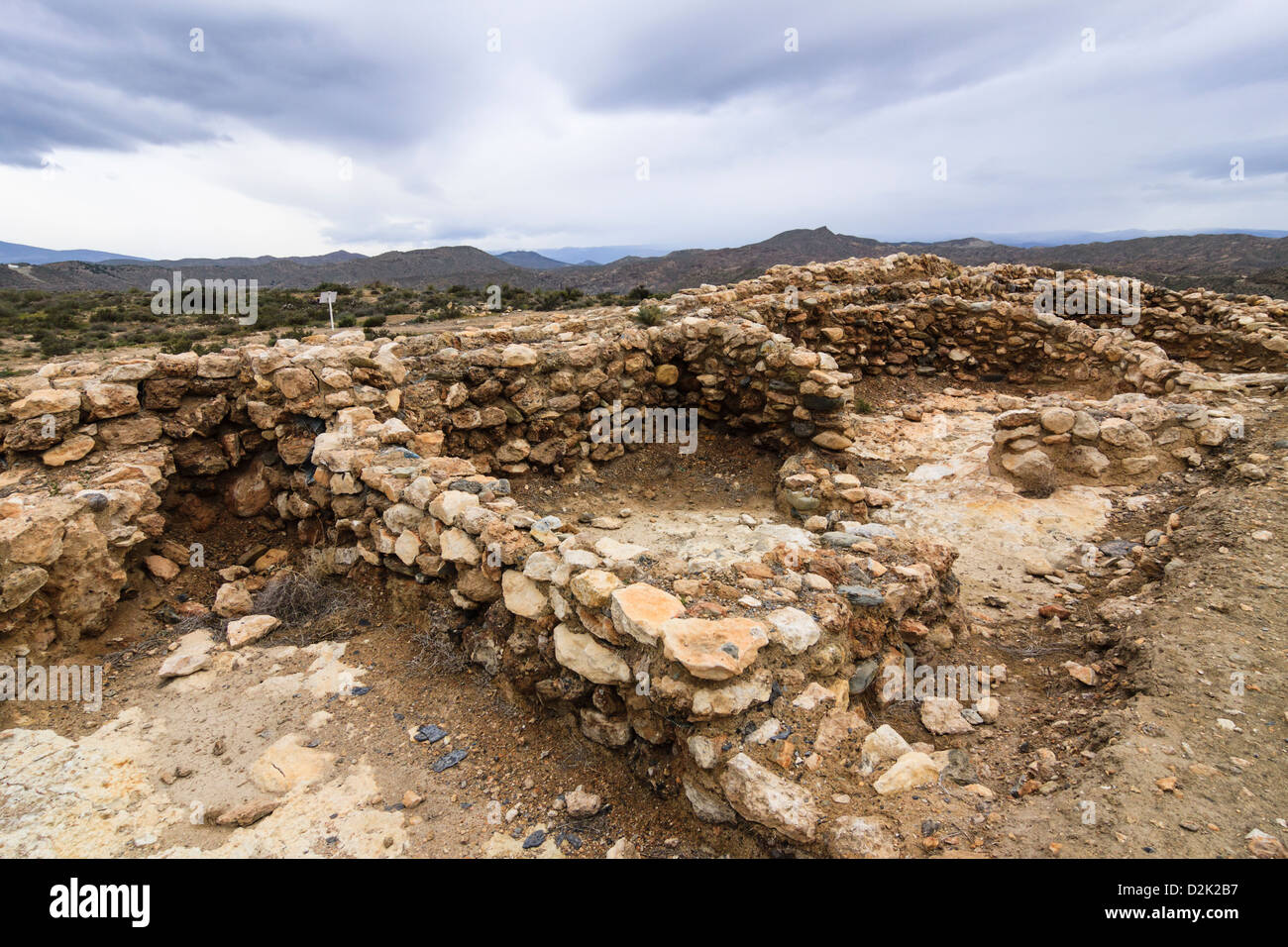 Los Millares. Kupfer Alter archäologische Stätte. Almeria, Spanien Stockfoto