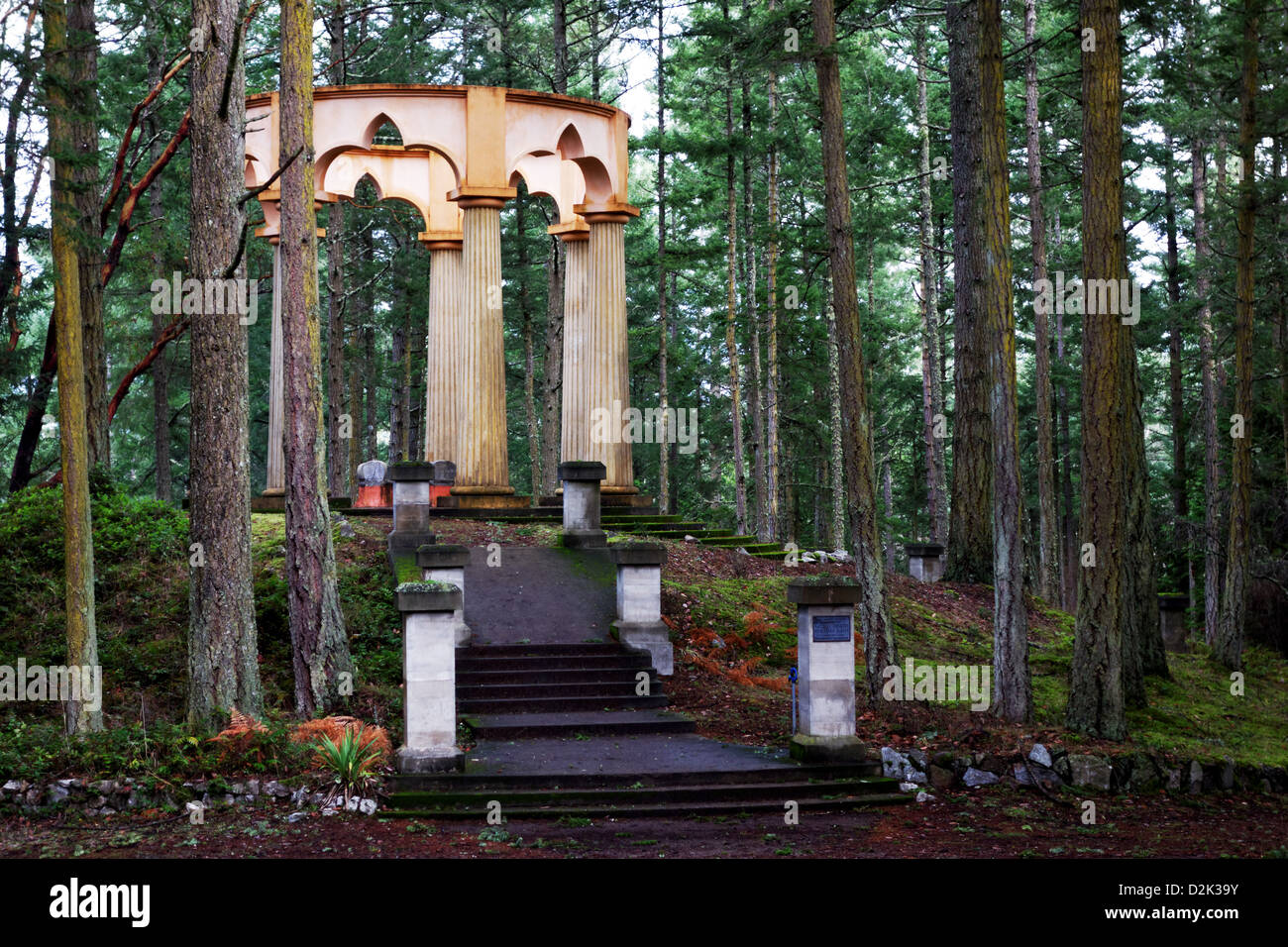 Nachleuchten Vista Mausoleum von John McMillin Familie, Roche Harbor, San Juan Island, Washington Stockfoto