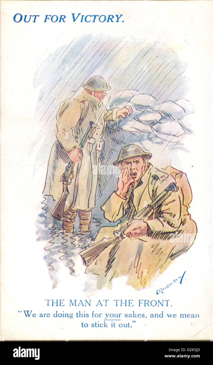 Weltkrieg eine Postkarte In Out für Victory Serie des Künstlers L Raven Hill, für Victory Serie Stockfoto