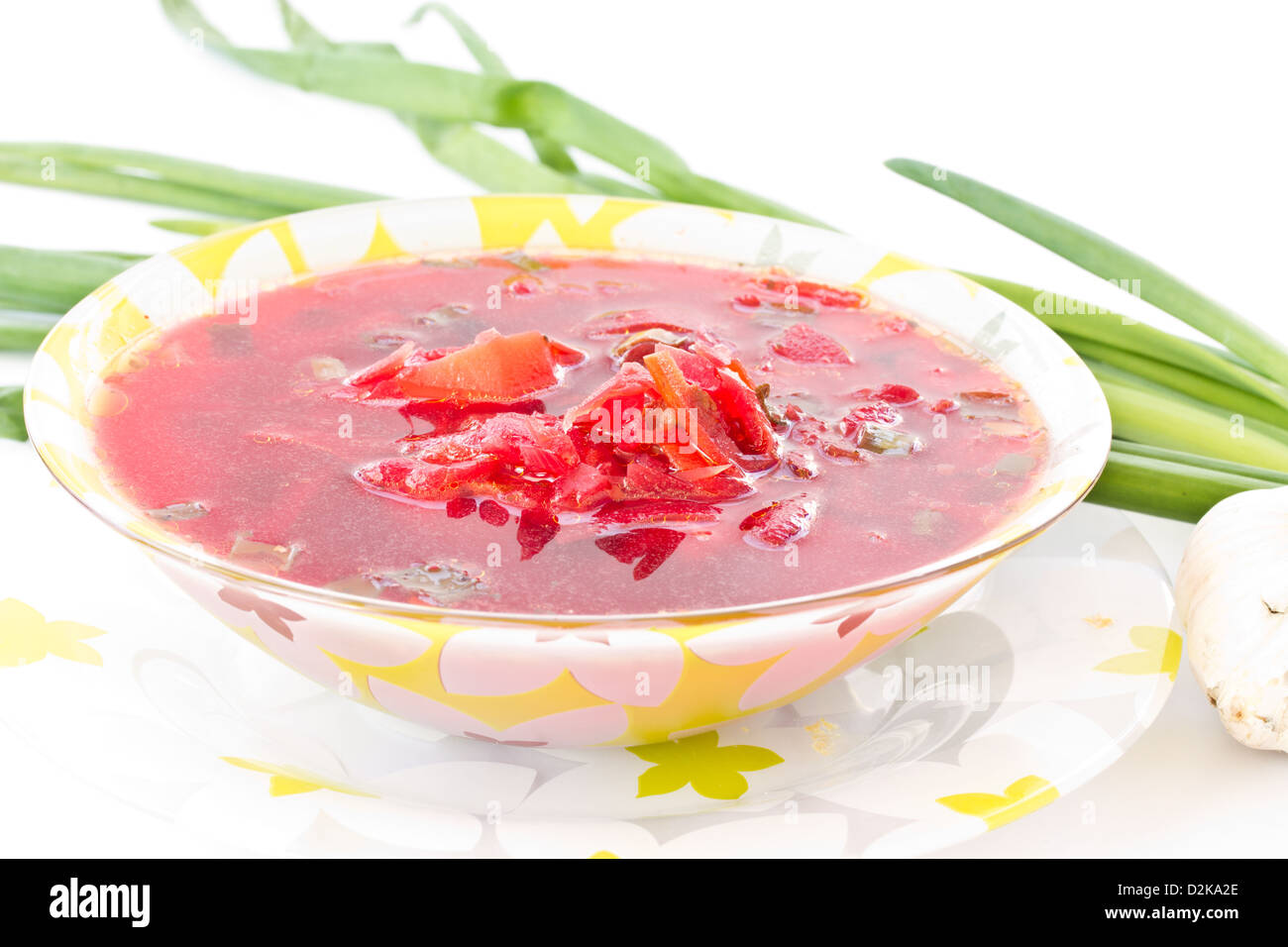 heißen ukrainischen Borschtsch rote ist in einer Petrischale Stockfoto