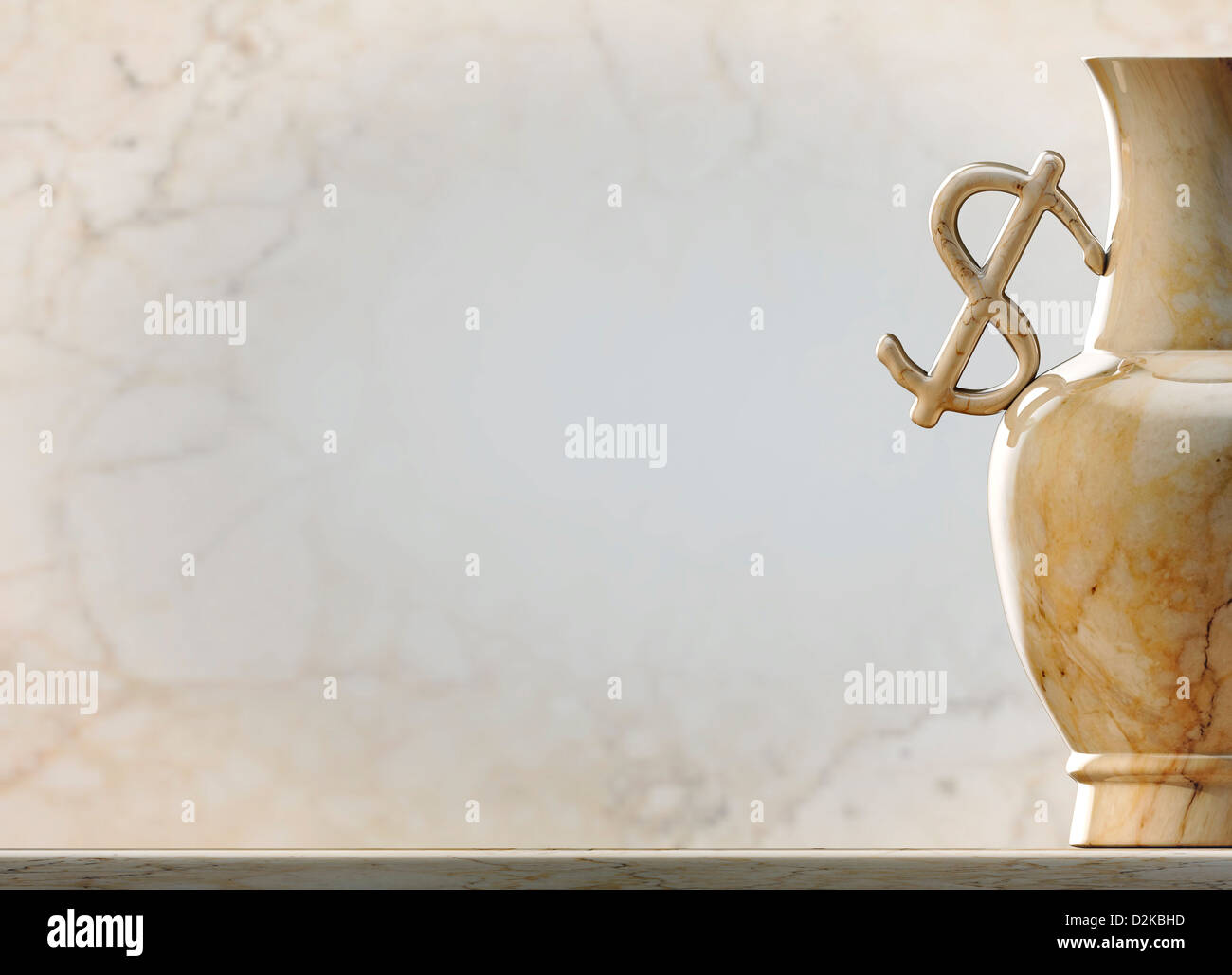 Aus Marmor Vase mit US-Dollar-Zeichen als Griff. Stockfoto