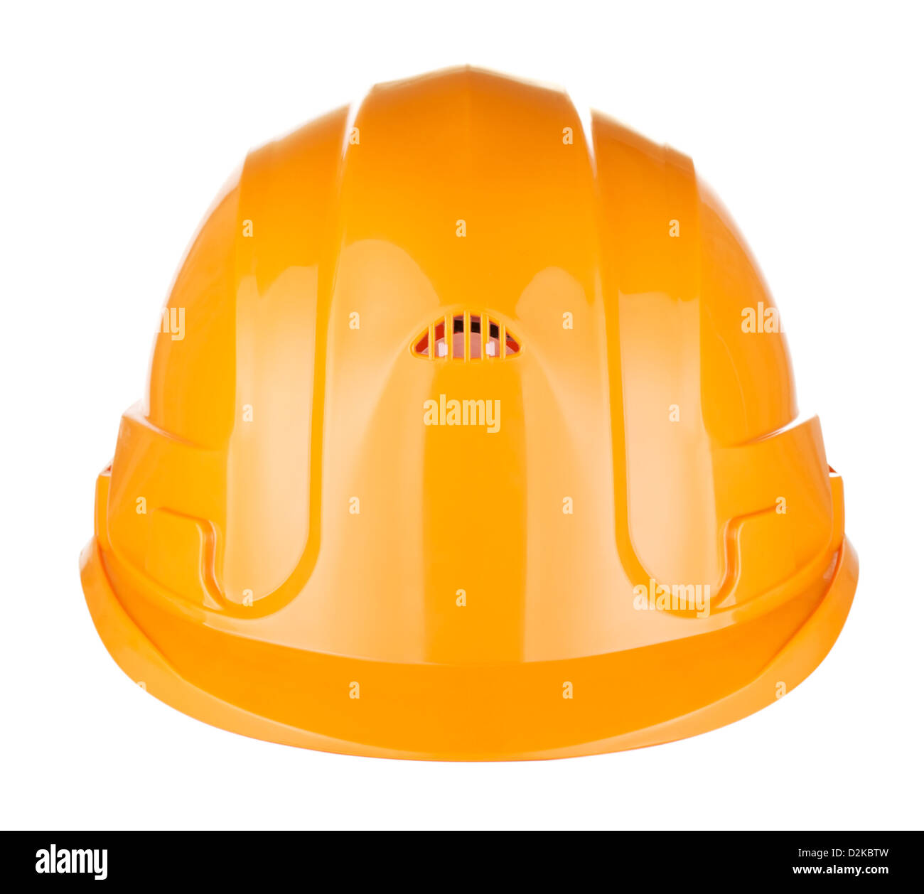 Orange Helm für Erbauer Arbeitskraft, isoliert auf weiss Stockfoto