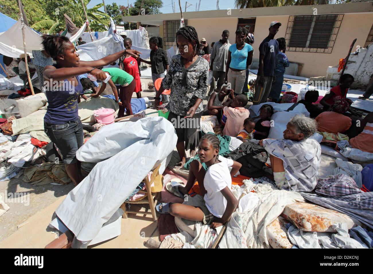 Carrefour, Haiti, Opfer des Lagers Erdbeben unter freiem Himmel Stockfoto