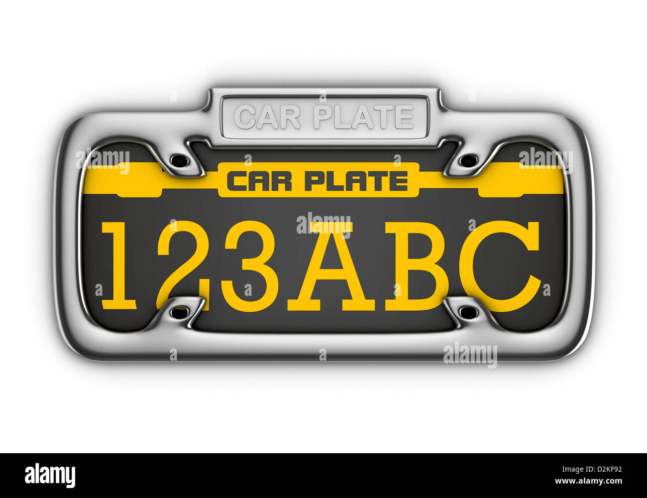 3D Auto-Platte isoliert Stockfoto